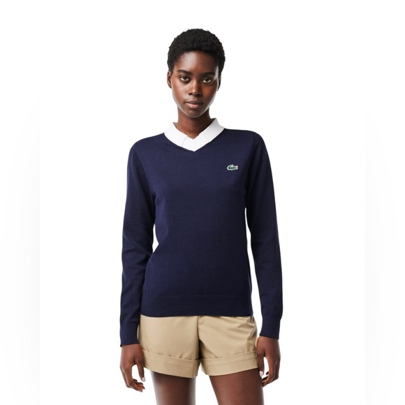 Lacoste Women's Pima Cotton Technical Knit Golf Sweater, size 42 - Picture 1 of 7